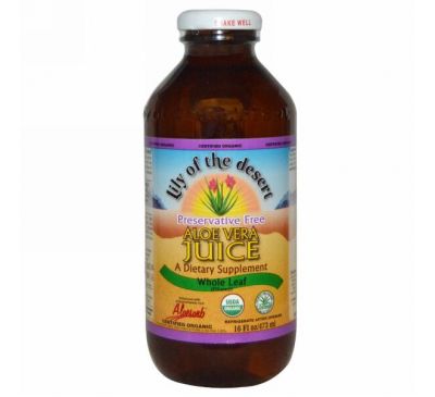 Lily of the Desert, Organic, Aloe Vera Juice, Whole Leaf, 16 fl oz