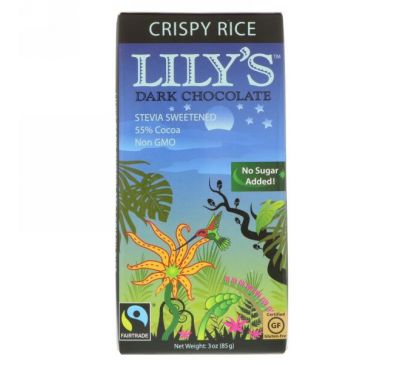 Lily's Sweets, Батончик из темного шоколада, Хрустящий рис, 3 унц.(85 г)