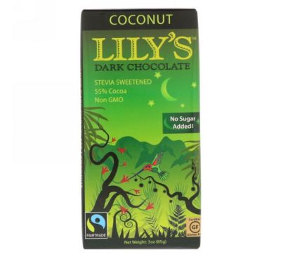 Lily's Sweets, Темный шоколад, кокос, 85 г