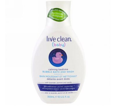 Live Clean, Baby, для успокаивающих процедур перед сном, пенящееся средство для купания, 300 мл (10 мл)