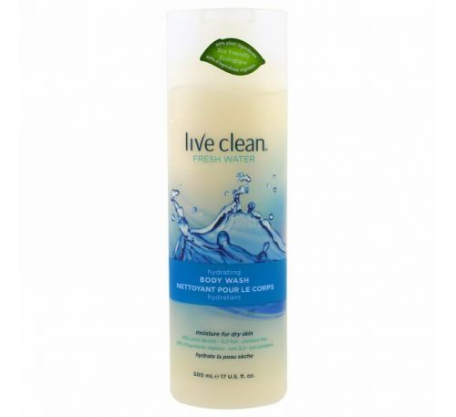 Live Clean, Увлажняющий гель для душа, деминерализованная вода, 17 унций (500 мл)