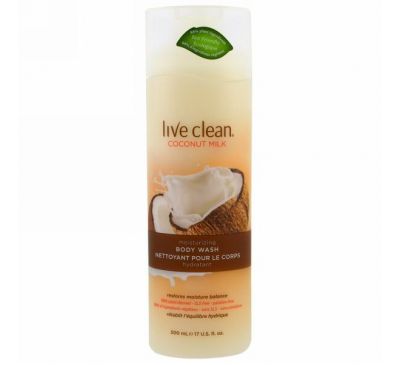 Live Clean, Увлажняющий гель для душа, кокосовое молочко, 17 унций (500 мл)