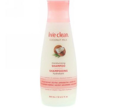 Live Clean, Увлажняющий шампунь, кокосовое молочко, 12 унций (350 мл)
