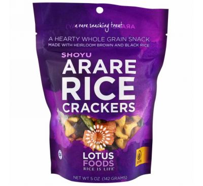 Lotus Foods, Рисовые крекеры Arare, шойю, 5 унций (142 г)
