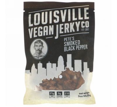 Louisville Vegan Jerky Co, Pete's Smoked Black Pepper, 3 oz (85.05 g)