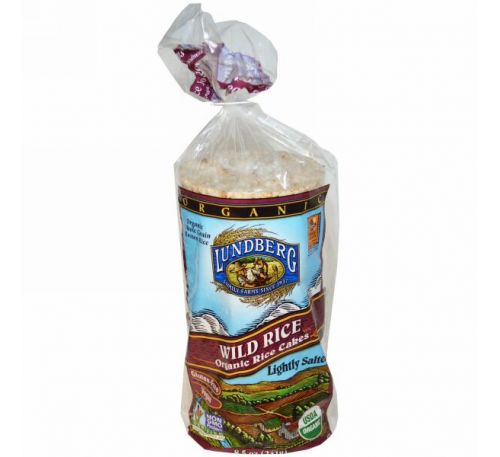 Lundberg, Дикий рис, органические рисовые лепешки, слегка соленые, 8,5 унции (241 г)