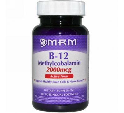 MRM, B-12, метилкобаламин, 2 000 мкг, 60 веганских леденцов
