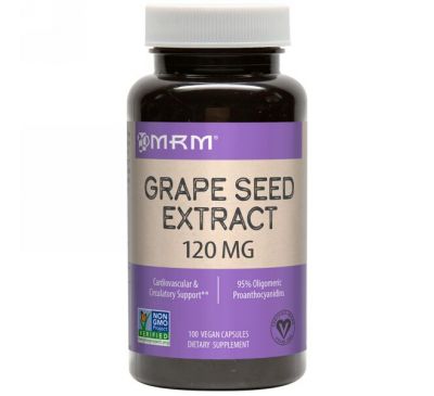 MRM, Экстракт виноградных косточек, 120 мг, 100 веганских капсул