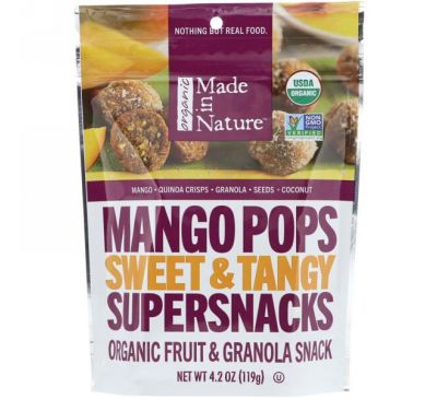Made in Nature, Кусочки органического манго, сладкий и пряный суперснек, 4,2 унц. (119 г)