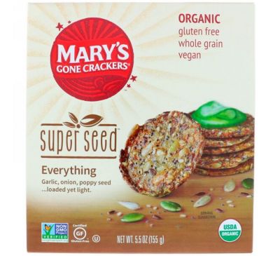 Mary's Gone Crackers, Крекеры Super Seed, Everything, 5,5 унц. (155 г)