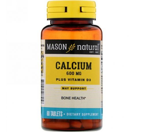 Mason Natural, Calcium Plus Vitamin D3, 600 mg, 60 Tablets