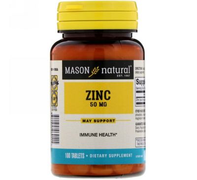 Mason Natural, Цинк, 50 мг, 100 таблеток