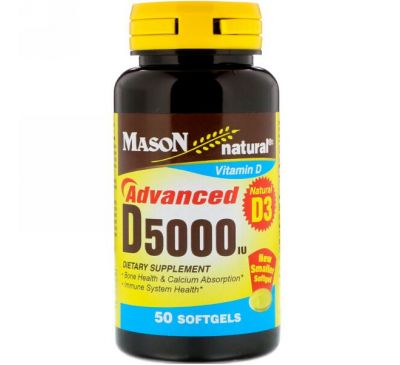 Mason Natural, D5000 МЕ, 50 мягких таблеток