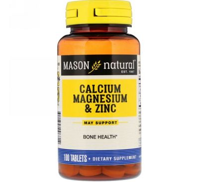 Mason Natural, Кальций, магний и цинк, 100 таблеток