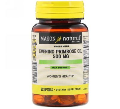 Mason Natural, Масло энотеры, 500 мг, 60 мягких таблеток