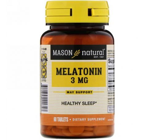Mason Natural, Melatonin, 3 mg, 60 Tablets