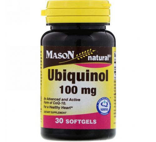 Mason Natural, Убихинол, 100 мг, 30 мягких желатиновых капсул