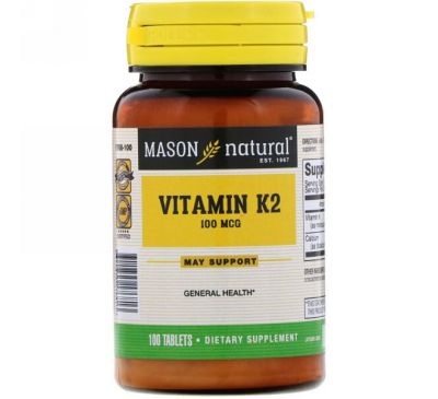 Mason Natural, Витамин К2, 100 мкг, 100 таблеток