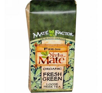 Mate Factor, Органический Йерба Мате, Свежий зеленый листовой травяной чай, 12 унций (340 г)