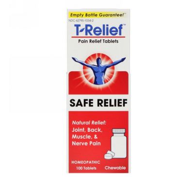 MediNatura, T-Relief, безопасное болеутоляющее, болеутоляющие таблетки, 100 таблеток