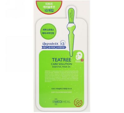 Mediheal, Teatree Care Solution Essential Mask EX, 10 Sheets, 24 ml Each