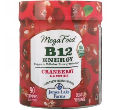 MegaFood, B12 Energy, Cranberry, 90 Gummies