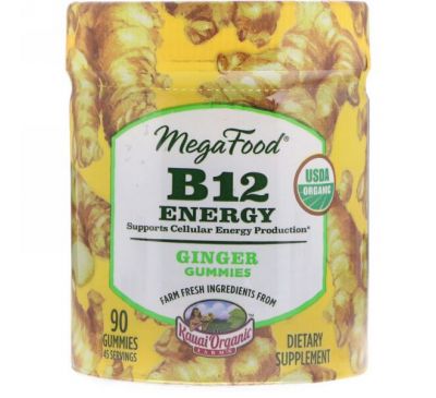 MegaFood, B12 Energy, Ginger, 90 Gummies