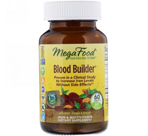 MegaFood, Blood Builder, Iron & Multivitamin Supplement, 60 Tablets