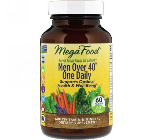MegaFood, Для мужчин старше 40, по одной таблетке в день, без железа, 60 таблеток