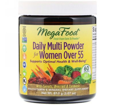 MegaFood, Ежедневный мультивитаминный порошок для женщин старше 55, 3,07 унц. (87,0 г)