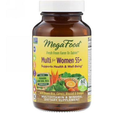 MegaFood, Мультивитамины для женщин 55+, 60 таблеток