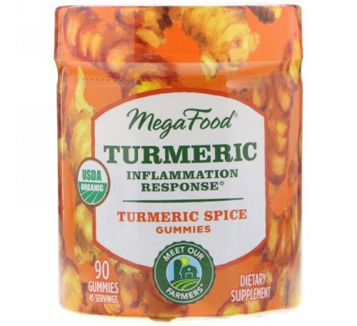 MegaFood, Turmeric, Inflammation Response, Turmeric Spice, 90 Gummies
