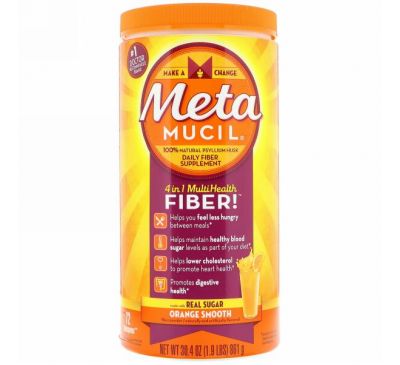 Metamucil, 4 in 1 Multihealth Fiber Powder, Orange Smooth , 30.4 oz (861 g)