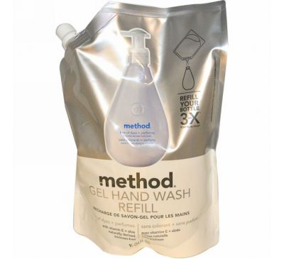 Method, Гель-мыло для рук в экономичной упаковке, без красителей и ароматизаторов, 34 жидких унции (1 л)