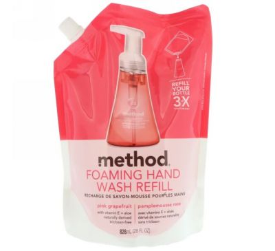 Method, Пенящееся мыло для рук для доливки, розовый грейпфрут, 828 мл