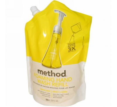 Method, Пенящееся средство для мытья рук в экономичной упаковке, Лимонная мята, 28 жидких унций (828 мл)