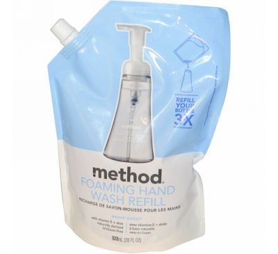 Method, Пенящееся средство для мытья рук в экономичной упаковке, Сладкая вода, 28 жидких унций (828 мл)