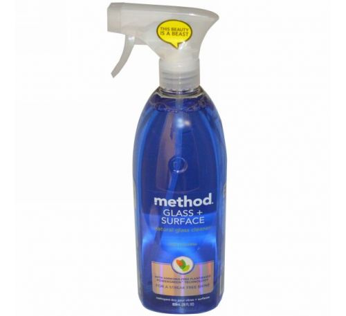 Method, Стекло + поверхности, натуральное средство для чистки стекла, с ароматом мяты, 28 жидких унций (828 мл)