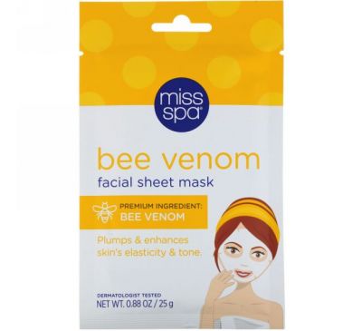 Miss Spa, Bee Venom, Facial Sheet Mask, 1 Mask