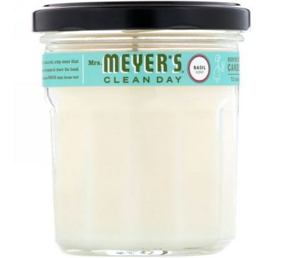 Mrs. Meyers Clean Day, Ароматическая соевая свеча, аромат базилика, 7.2 унций
