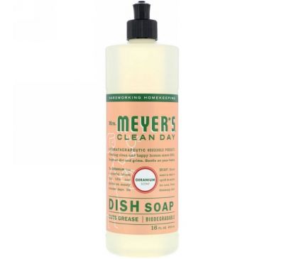 Mrs. Meyers Clean Day, Dish Soap, Geranium Scent, 16 fl oz (473 ml)