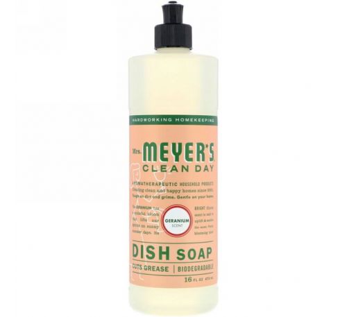 Mrs. Meyers Clean Day, Dish Soap, Geranium Scent, 16 fl oz (473 ml)