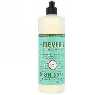 Mrs. Meyers Clean Day, Жидкость для мытья посуды, аромат базилика, 16 жидк. унц. (473 мл)