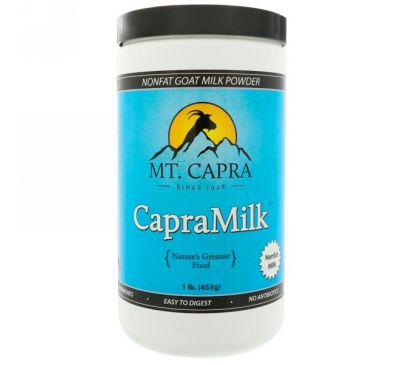 Mt. Capra, CapraMilk, Обезжиренное козье молоко в виде порошка, 1 фунт (453 г)