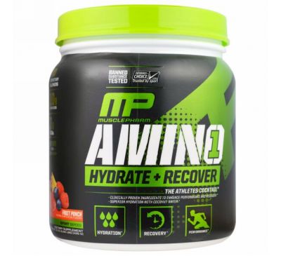 MusclePharm, Amino 1, Hydrate + Recover, Fruit Punch, 0.15 oz (426 g)