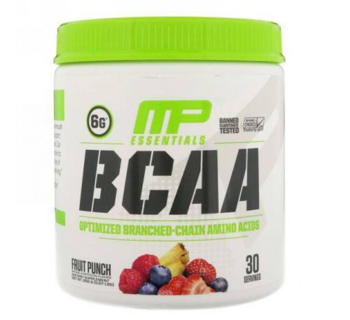 MusclePharm, BCAA Essentials,  Фруктовый пунш, 0,57 фунта (258 г)