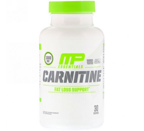 MusclePharm, Essentials, карнитин, 1000 мг, 60 капсул