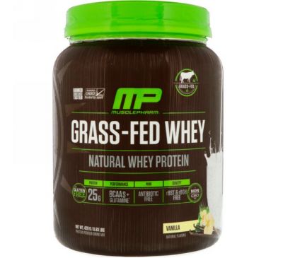 MusclePharm Natural, Сывороточный протеин от животных, питавшихся травой, ваниль 0,93 ф. (420 г)