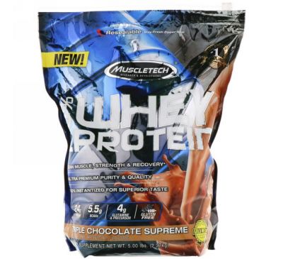 Muscletech, 100% Whey Protein, Triple Chocolate Supreme, 5.00 lbs (2.27 kg)