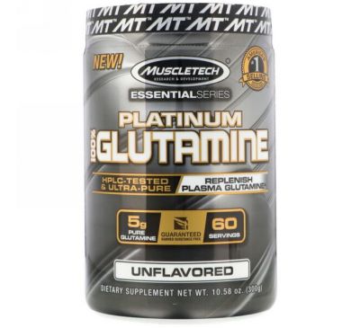 Muscletech, Essential Series, Platinum 100% Glutamine, 5 g, 10.58 oz (300 g)